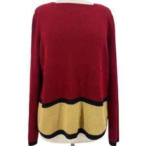 Chaus & Co Women's Casual Pullover Comfy Knit Sweater Red Long Sleeve Size Large